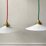Pair of suspensions in smooth opaline colored thread early twentieth century