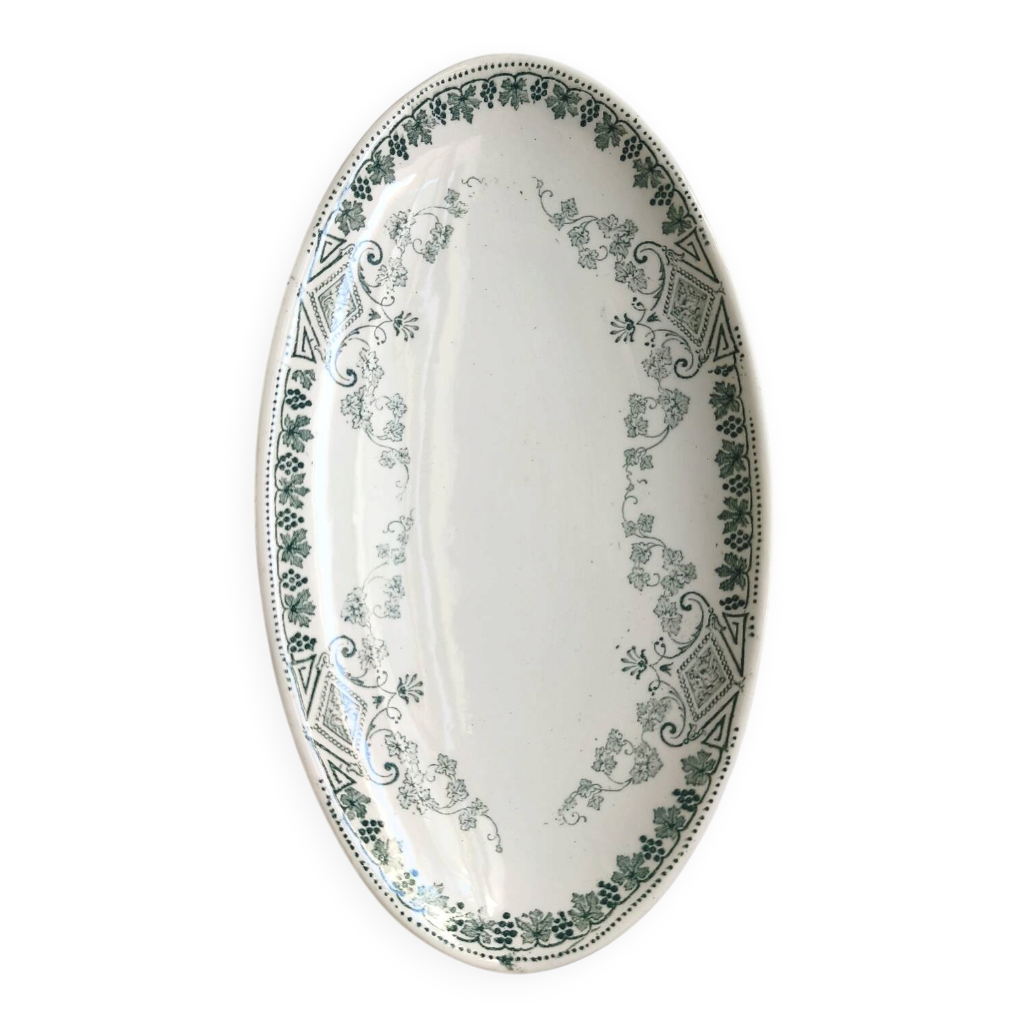 Ravier KG Lunéville Caumartin blanc et décor bleu vert