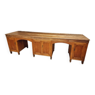 Ancien comptoir îlot de cuisine table de travail chêne 80 x 305 cm