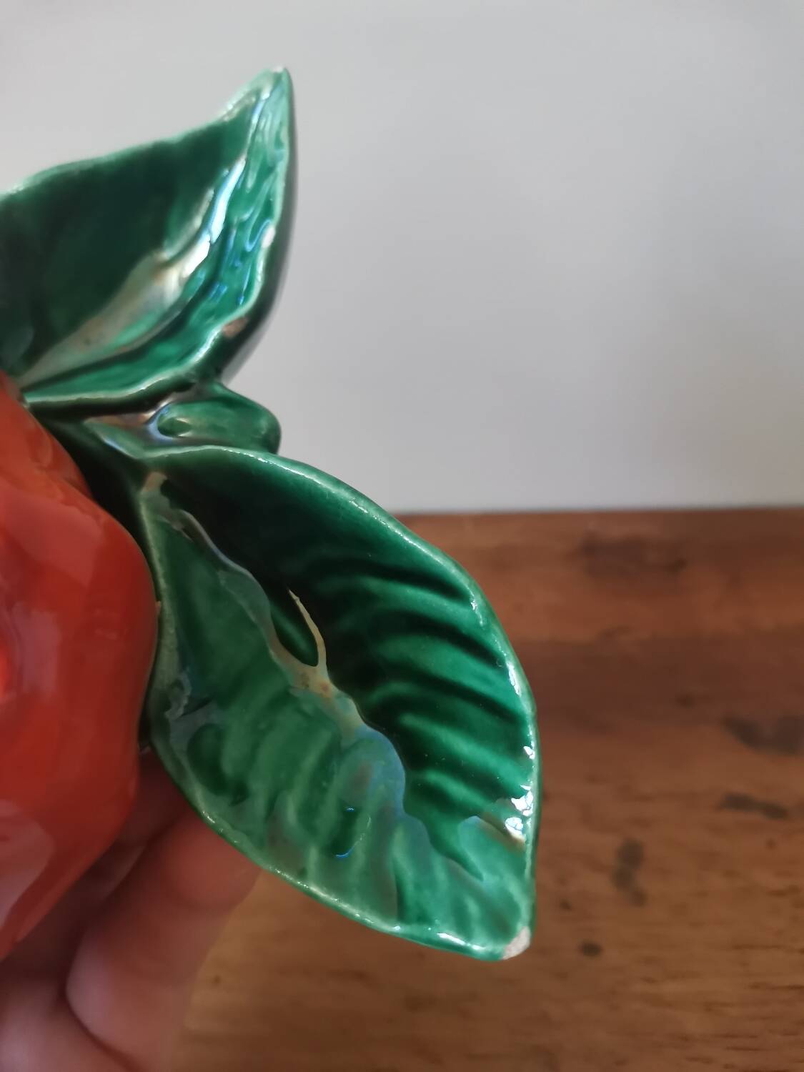 Vintage mustard box pot ceramic slip orange pumpkin shape