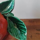 Vintage mustard box pot ceramic slip orange pumpkin shape