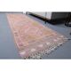 Vintage Turkish Hand-Knotted Wool Cotton Pink Runner92x335