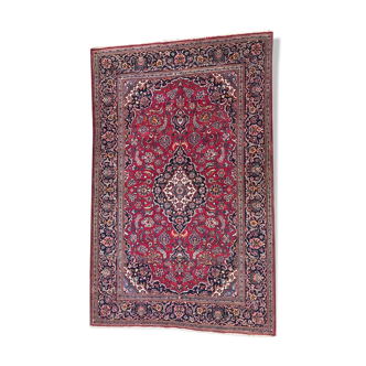 Old Persian Kashan wool handmade rug  134 x 214 cm