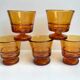 Set of 5 amber liquor glasses in duralex 60s molded glass