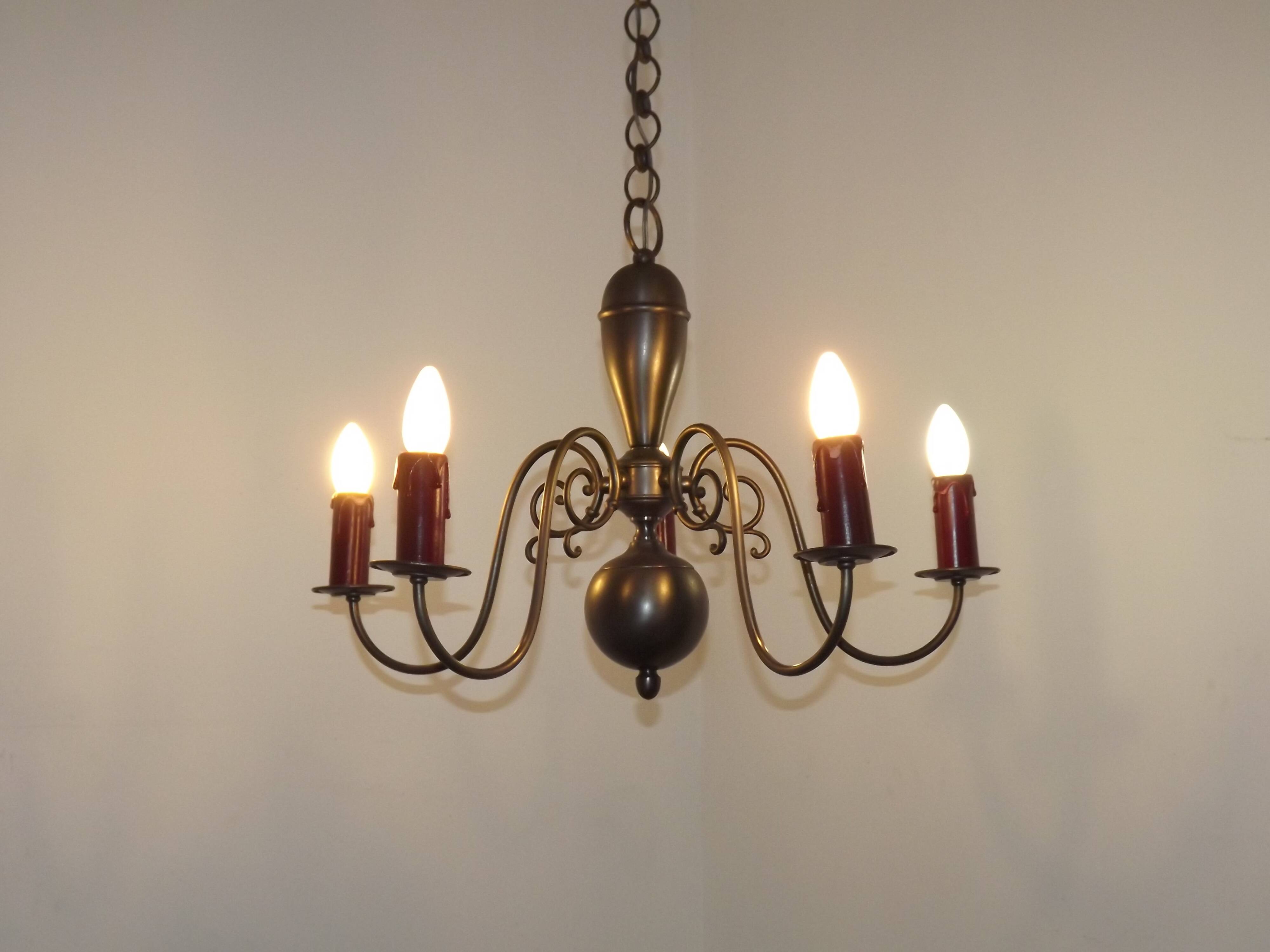 Five-light Flemish chandelier in silver-plated metal 5181