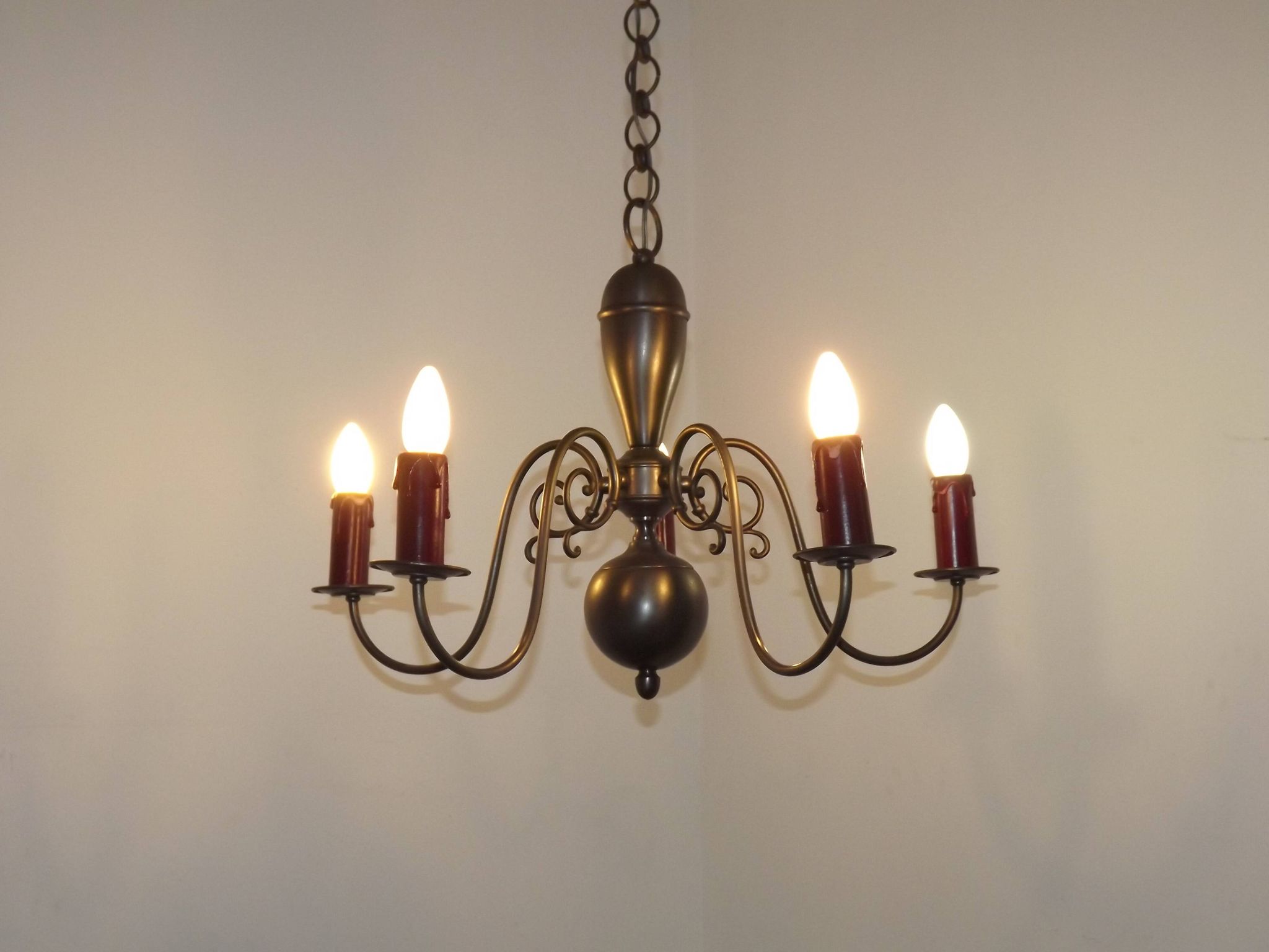 Five-light Flemish chandelier in silver-plated metal 5181