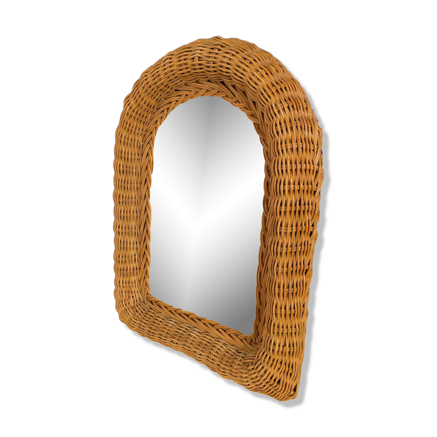 Vintage oval wicker mirror 31x41cm