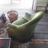 Fauteuil crapaud velours vert