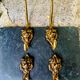 4 lion coat hooks in solid brass Art Nouveau