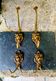 4 lion coat hooks in solid brass Art Nouveau