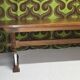 Large vintage table in solid pine, rustic brutalist, 70"