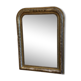 Louis Philippe gilded mirror late 19th century. Polychrome decoration.