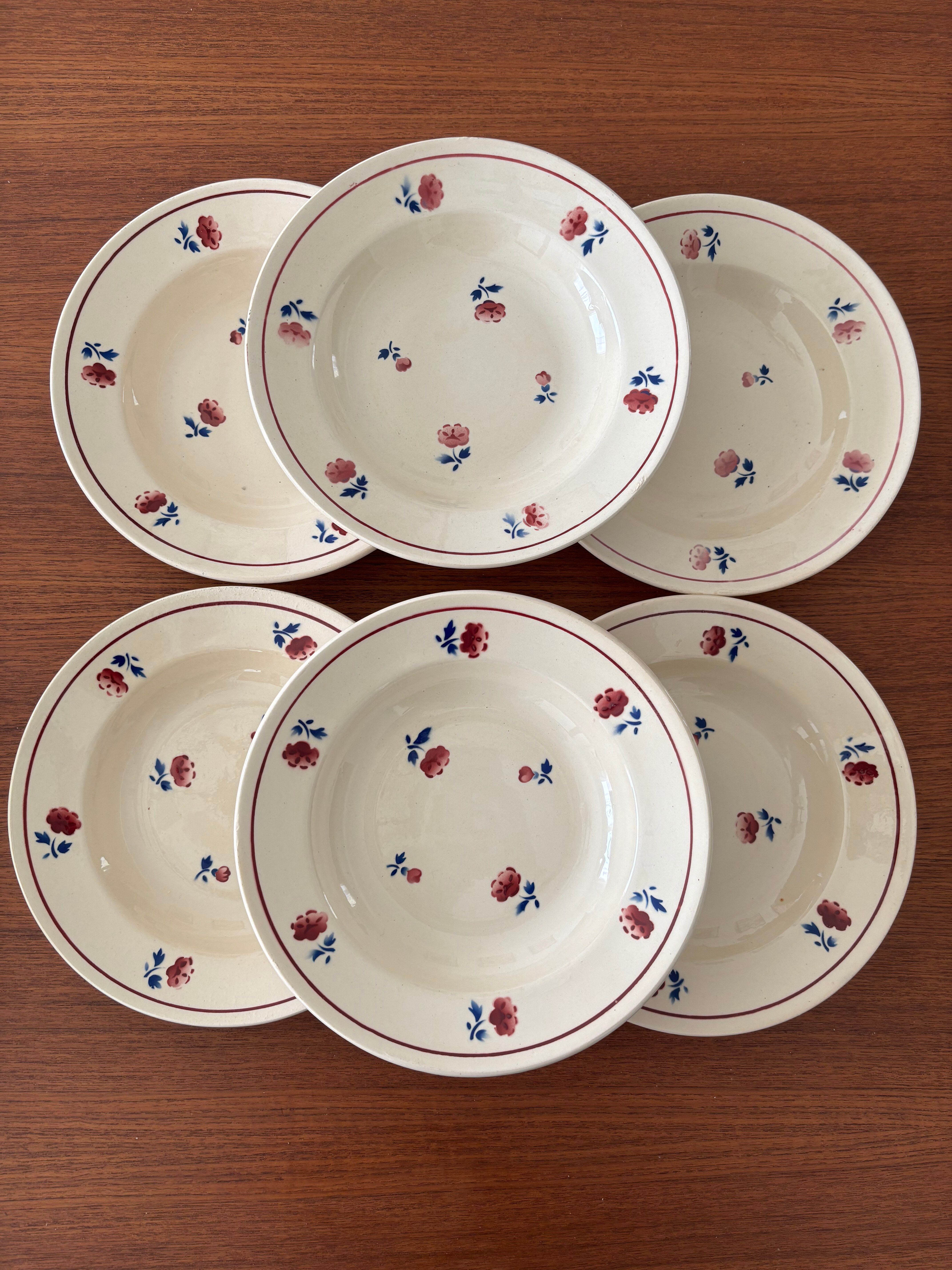 Set of 6 deep plates Badonviller model Jean – Antique crockery