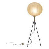 Vintage cocoon tripod floor lamp with brass accents, 1960s