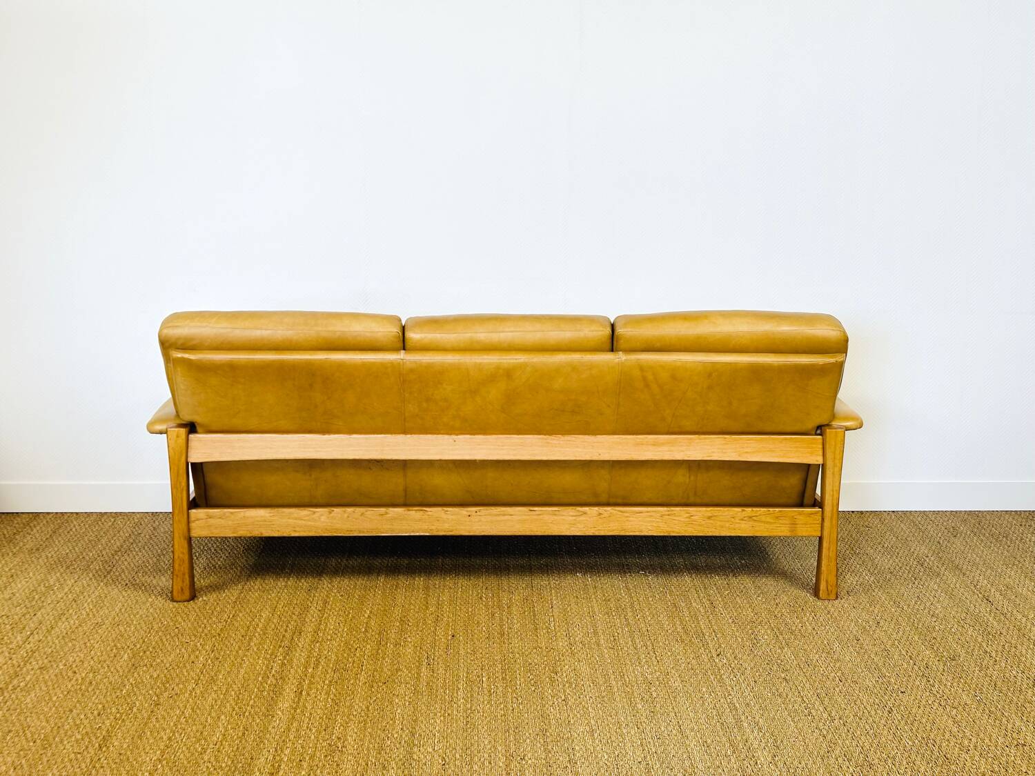 Salon complet en cuir camel 1960