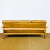 Salon complet en cuir camel 1960