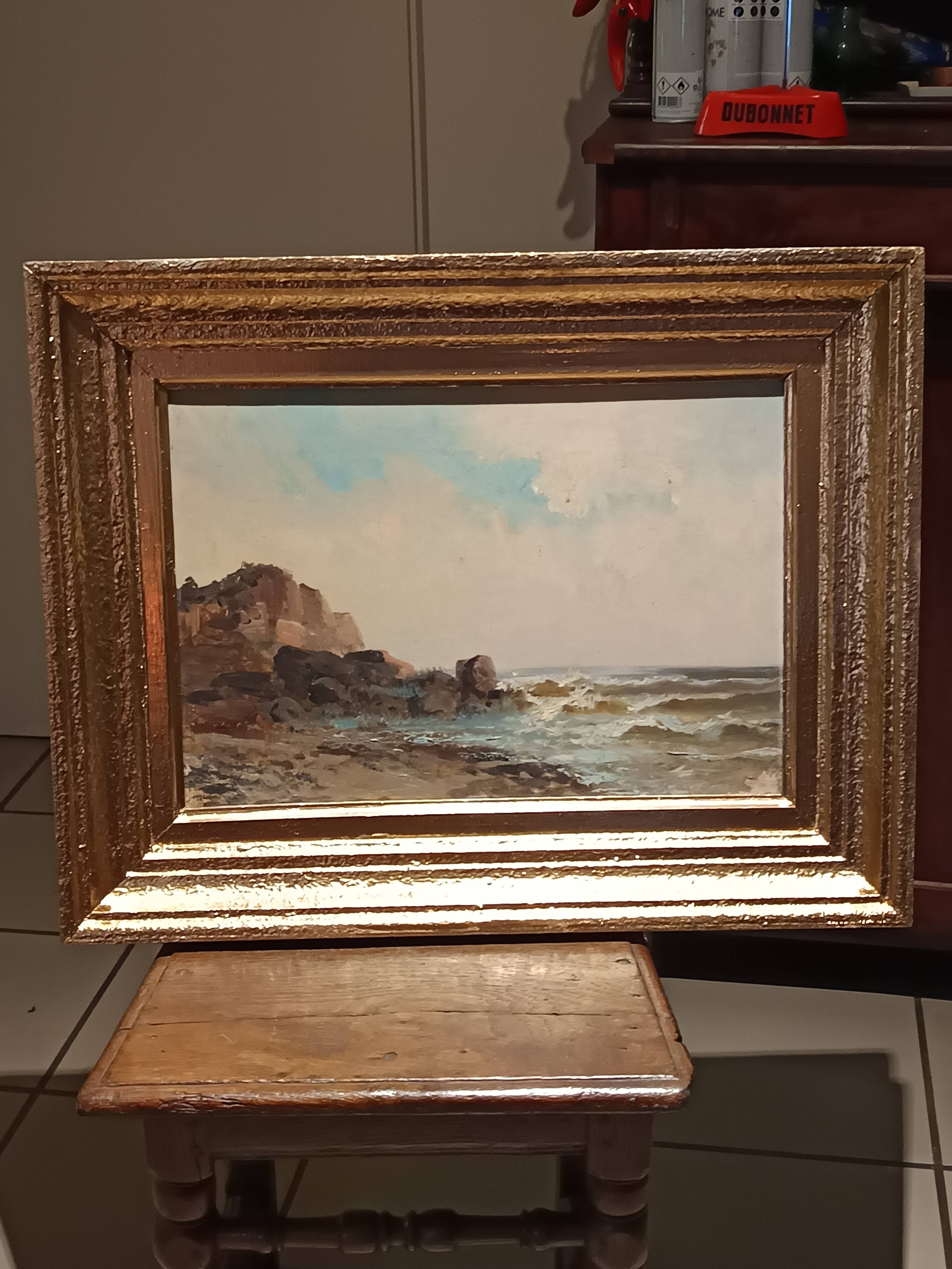 marine old rocky coast oil on canvas 1890 - 1910