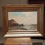 marine old rocky coast oil on canvas 1890 - 1910