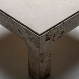 Square coffee table in travertine 1980