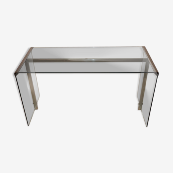 Gallotti and Radice design desk in glass and chrome 1970