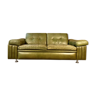 Vintage danish mid century olive green svend skipper 2 person sofa 1970,s