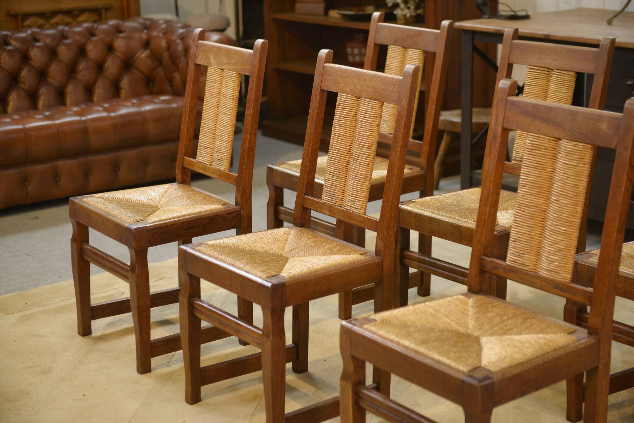 Set of 6 brutalist chairs from the 1950s.