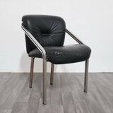 Dining Chairs with Steel and Leather by Mobil Girgi, 1970s, Set of 4