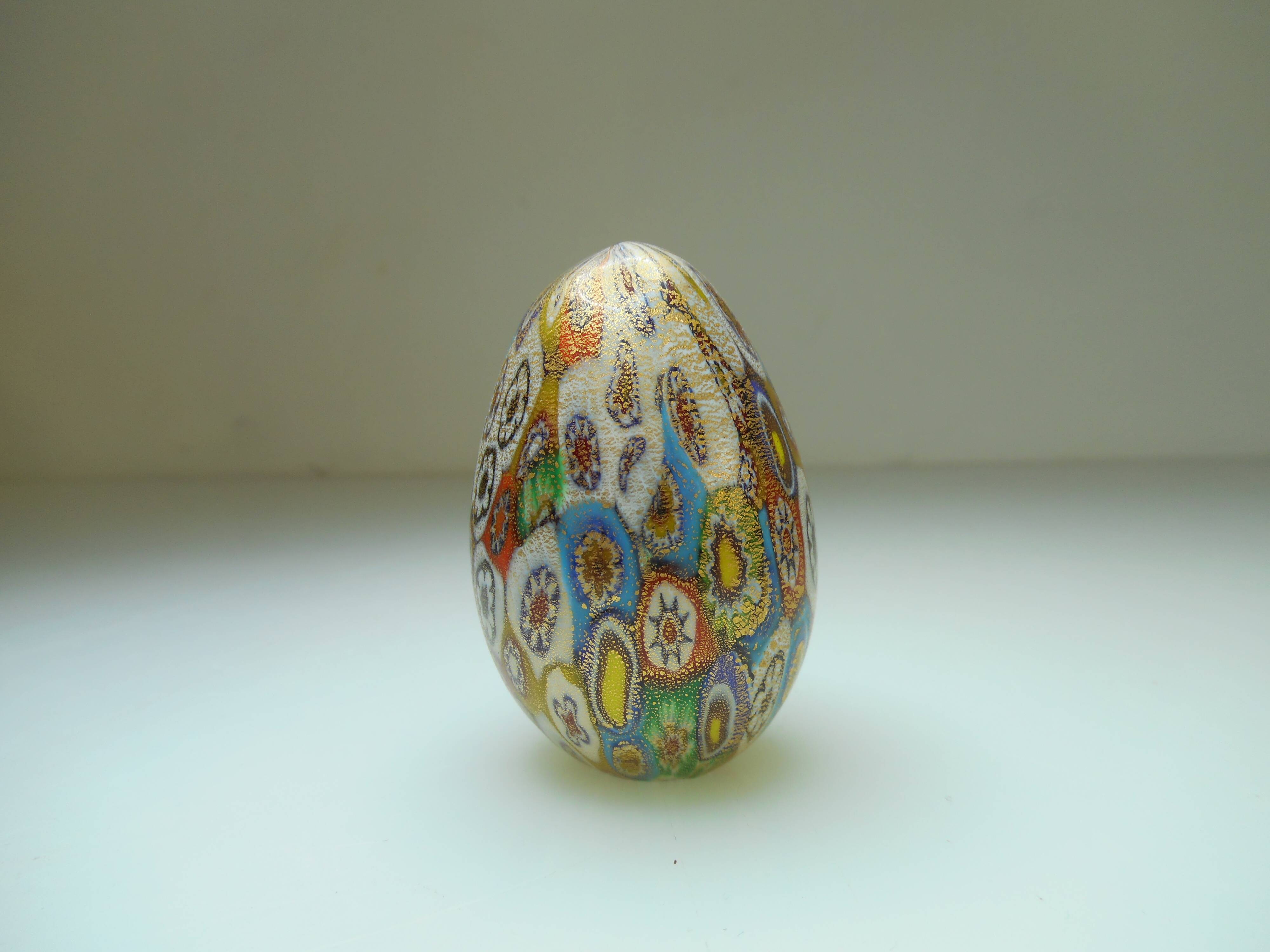 Murano Millefiori egg paper press golden powder