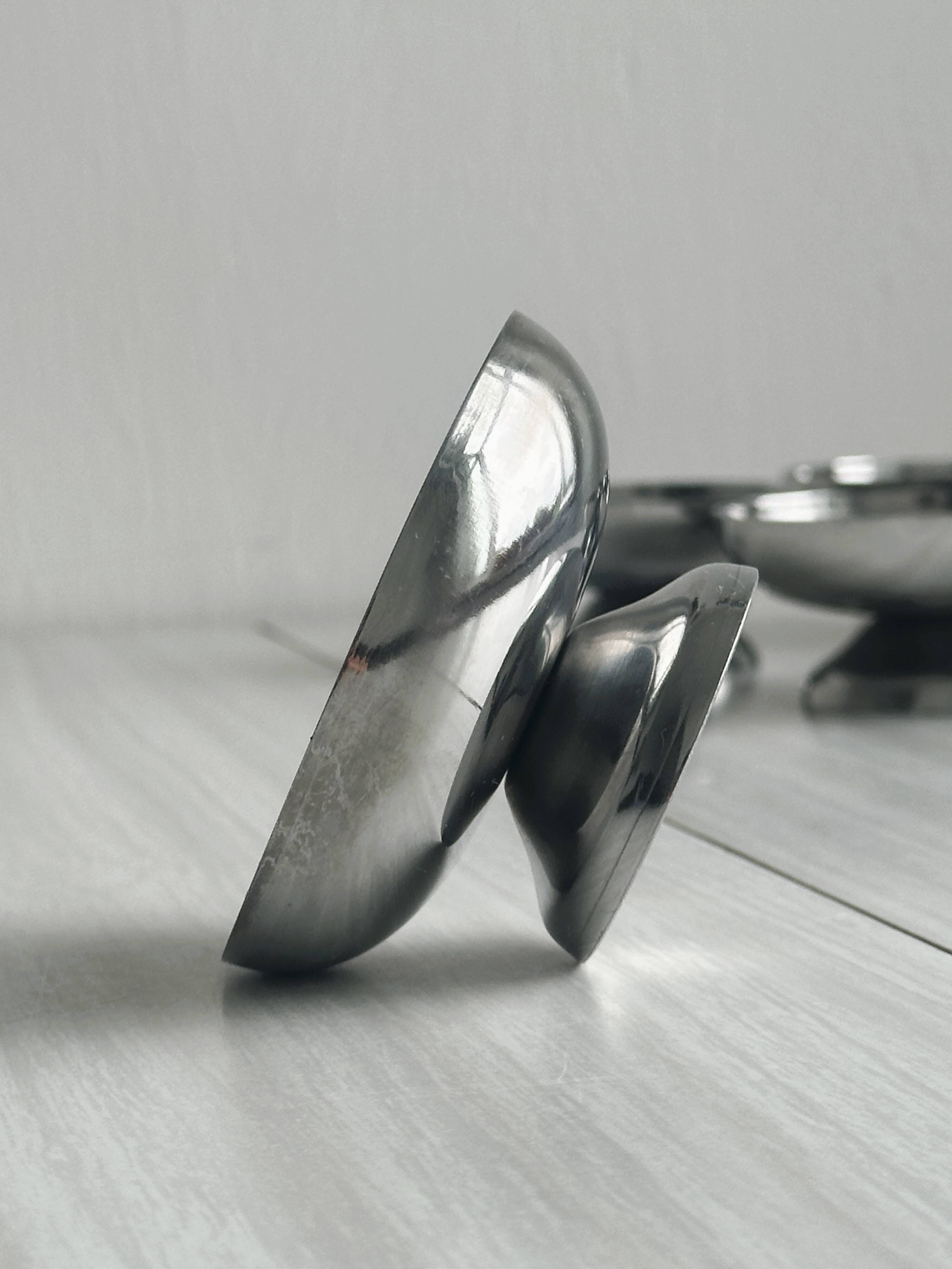 6 stainless steel dessert cups.