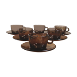Six tasses à café en verre fumé