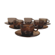 Six smoked glass coffee cups