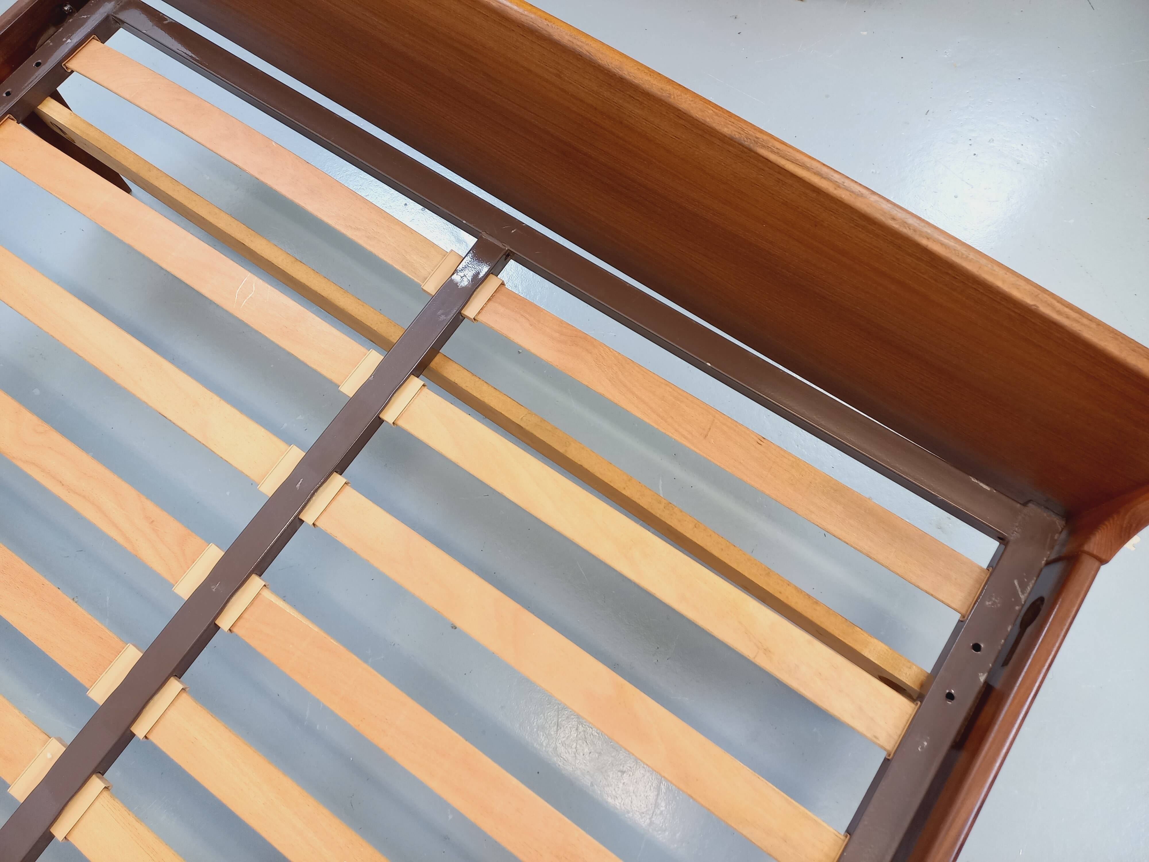 Carlström & Co vintage Scandinavian teak double bed from the 1960s