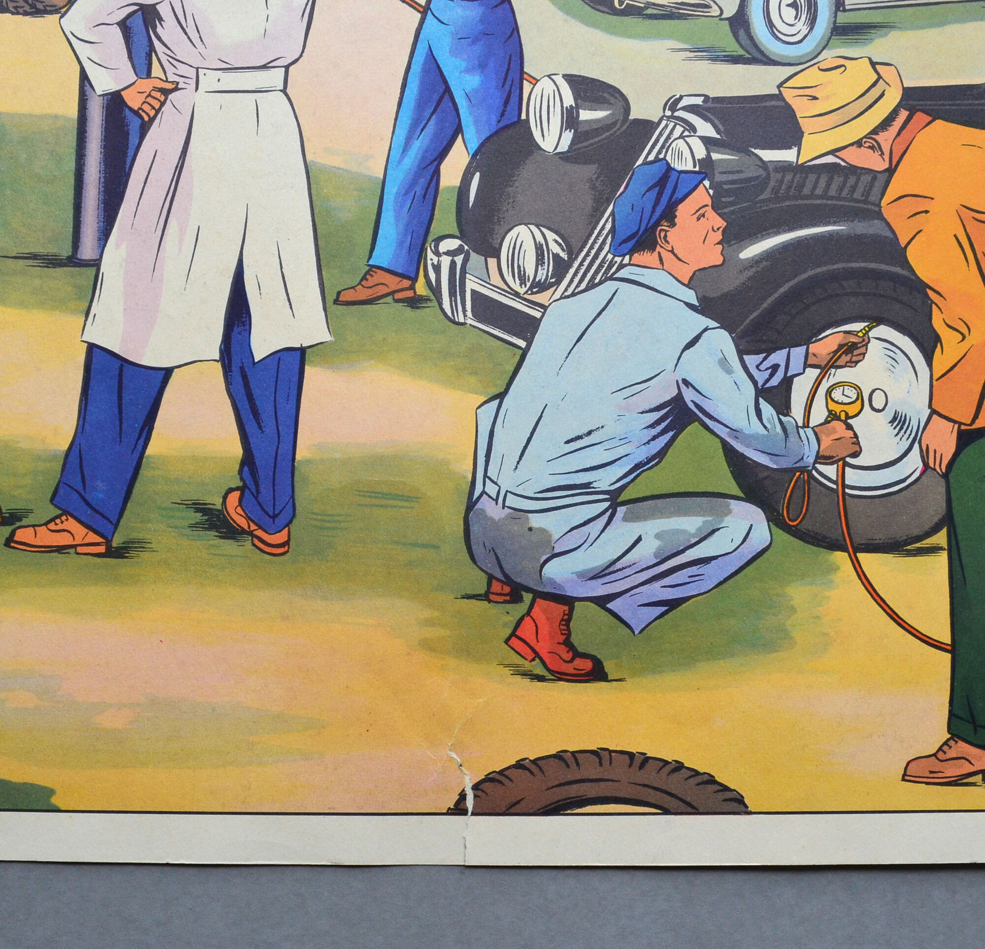 Educational school poster nightingale front / back "The station" and "at the mechanic's"