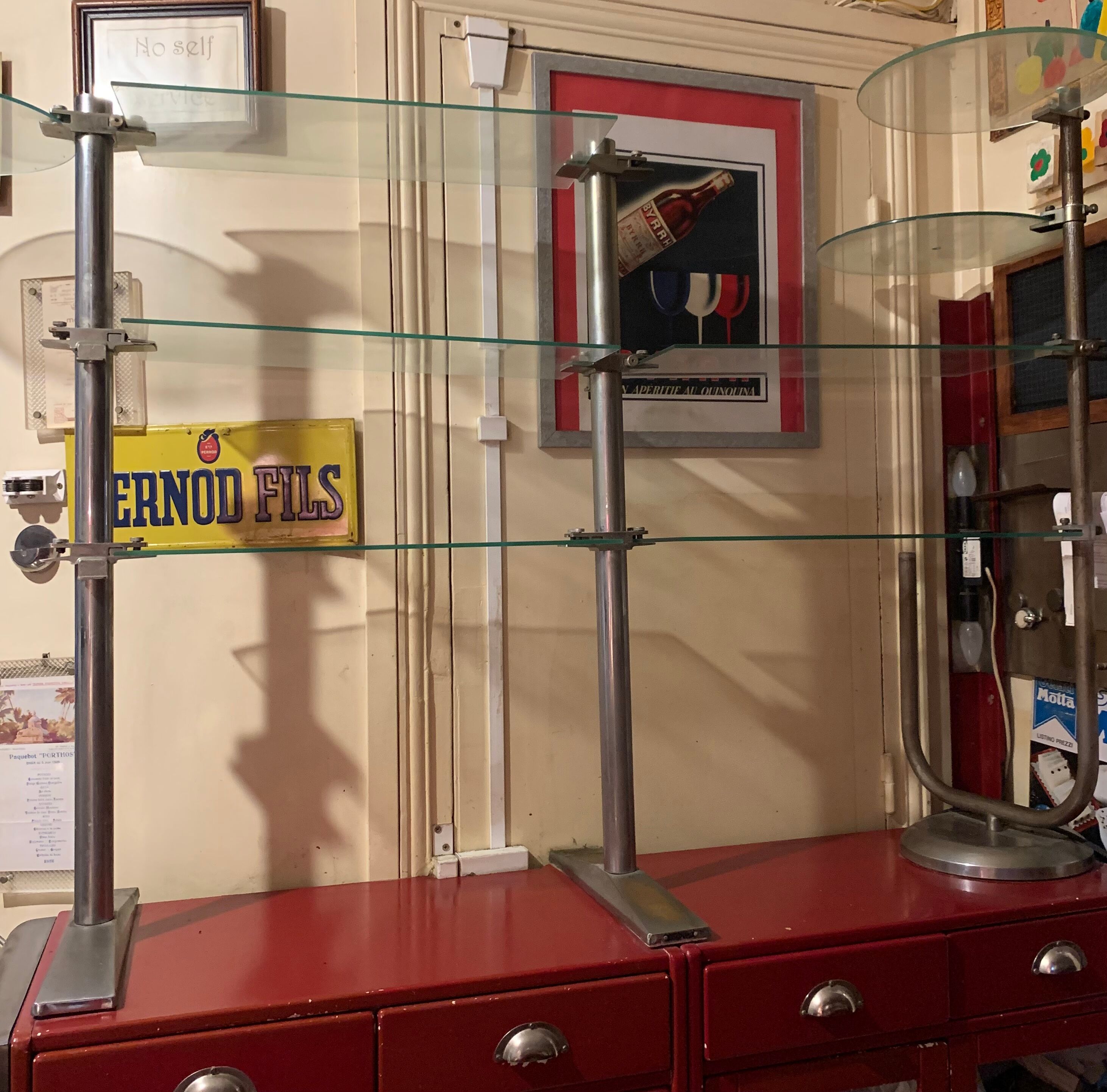 Metal and glass shelf