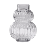 Smoked grey round glass vase 25cm