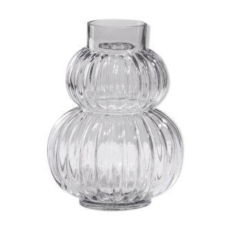 Smoked grey round glass vase 25cm