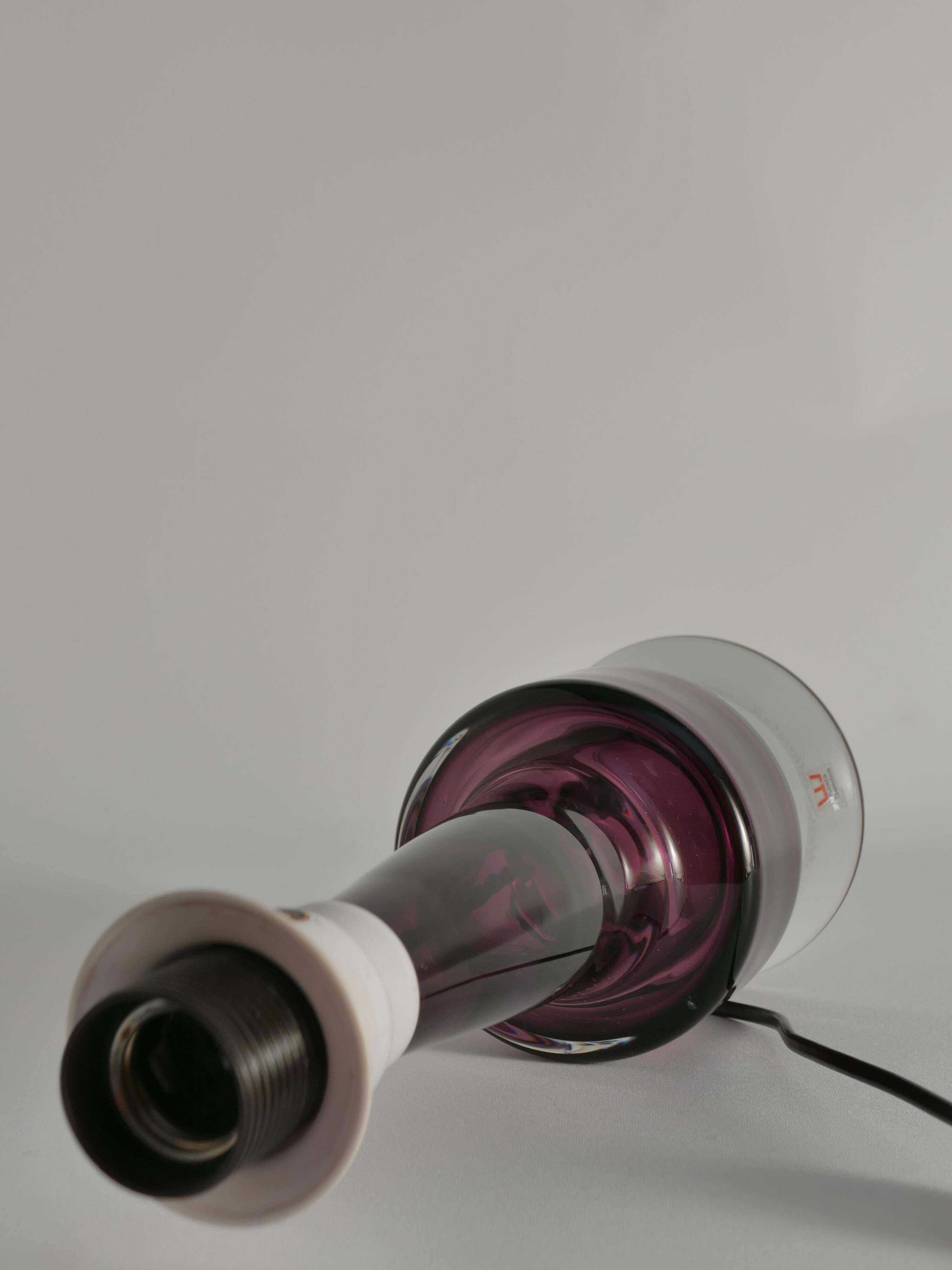 Mid-Century Modern Purple Chrystal Glass Table Lamp by Kosta 1960s