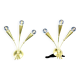 Pair of gilded brass wall lights, Maison Lunel, France, 1950's