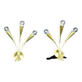 Paire d'appliques en laiton doré, Maison Lunel, France, 1950's