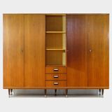Vintage mid century modern Scandinavian 5-door wardrobe in teak, 1960s