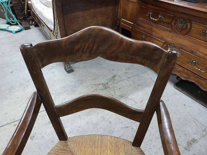 Old 19th century walnut straw armchair n° 2