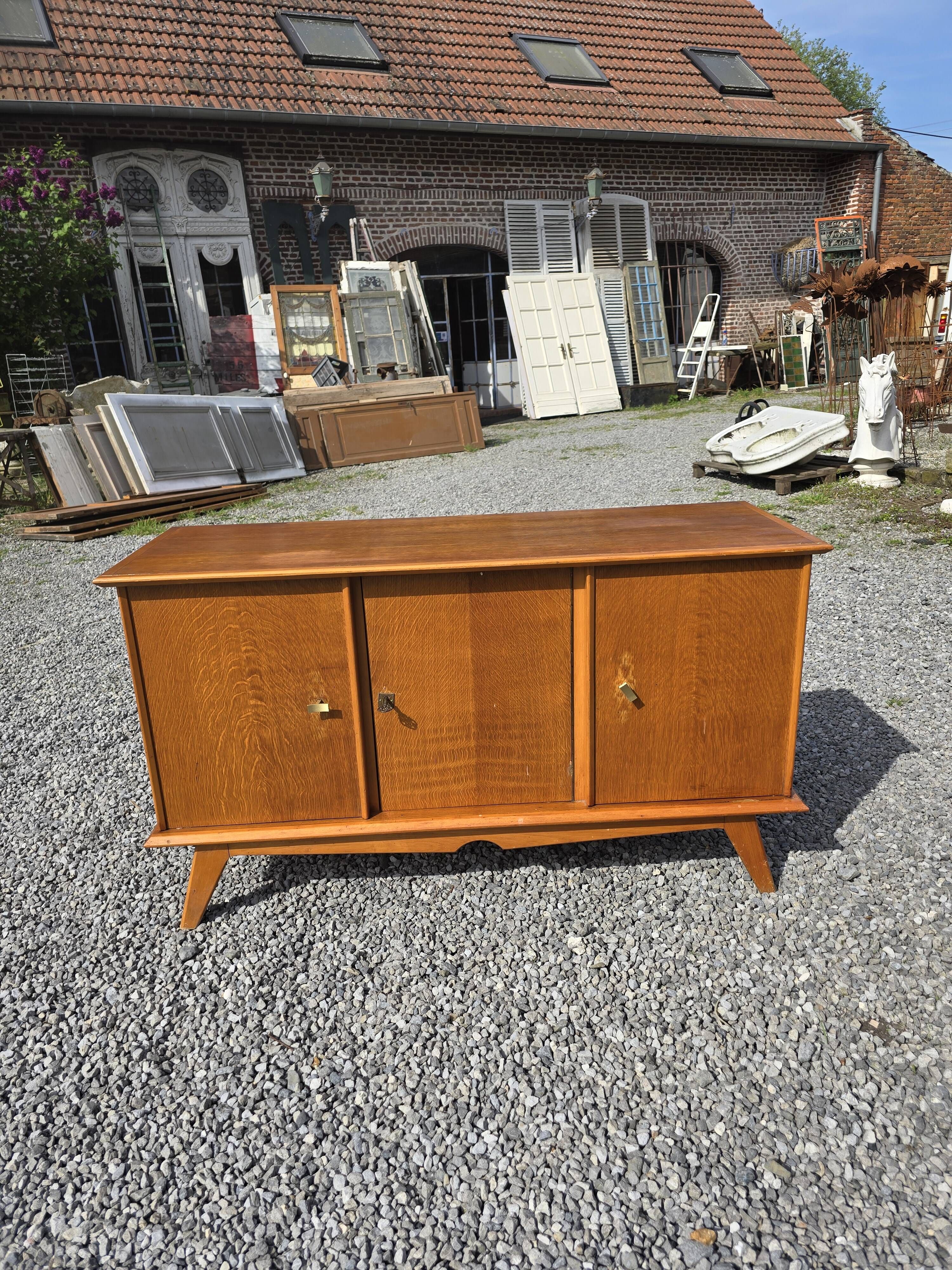 Vintage 3-door sideboard from the 60s in oak