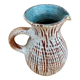 Ceramic pitcher Accolay striped burgundy turquoise white