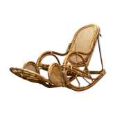 XXL vintage rattan garden armchair or deck chair