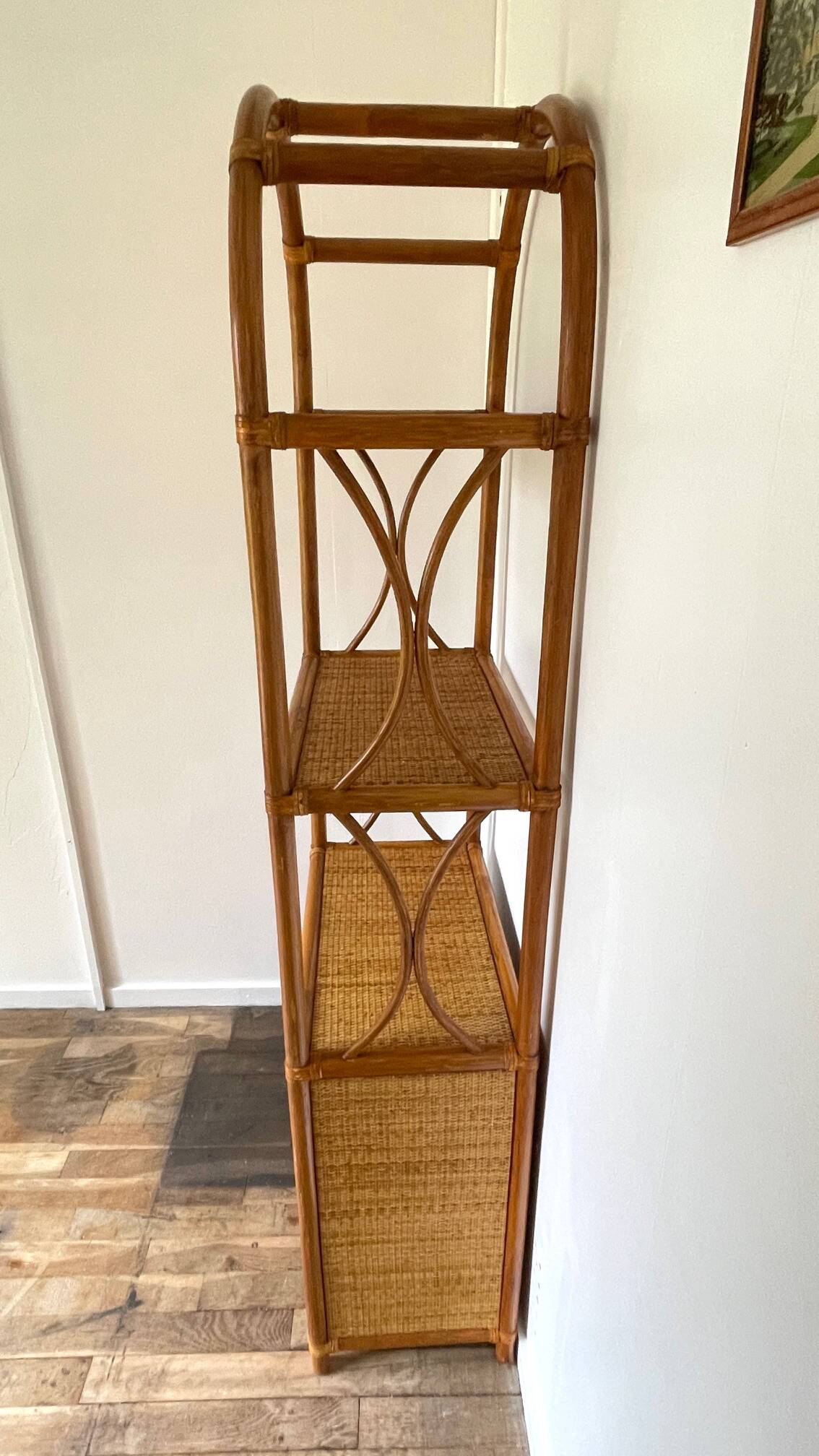 VINTAGE Bamboo Wicker Shelf