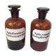 Lot of two bottles of apothecary, pharmacy collection, amber thick glass