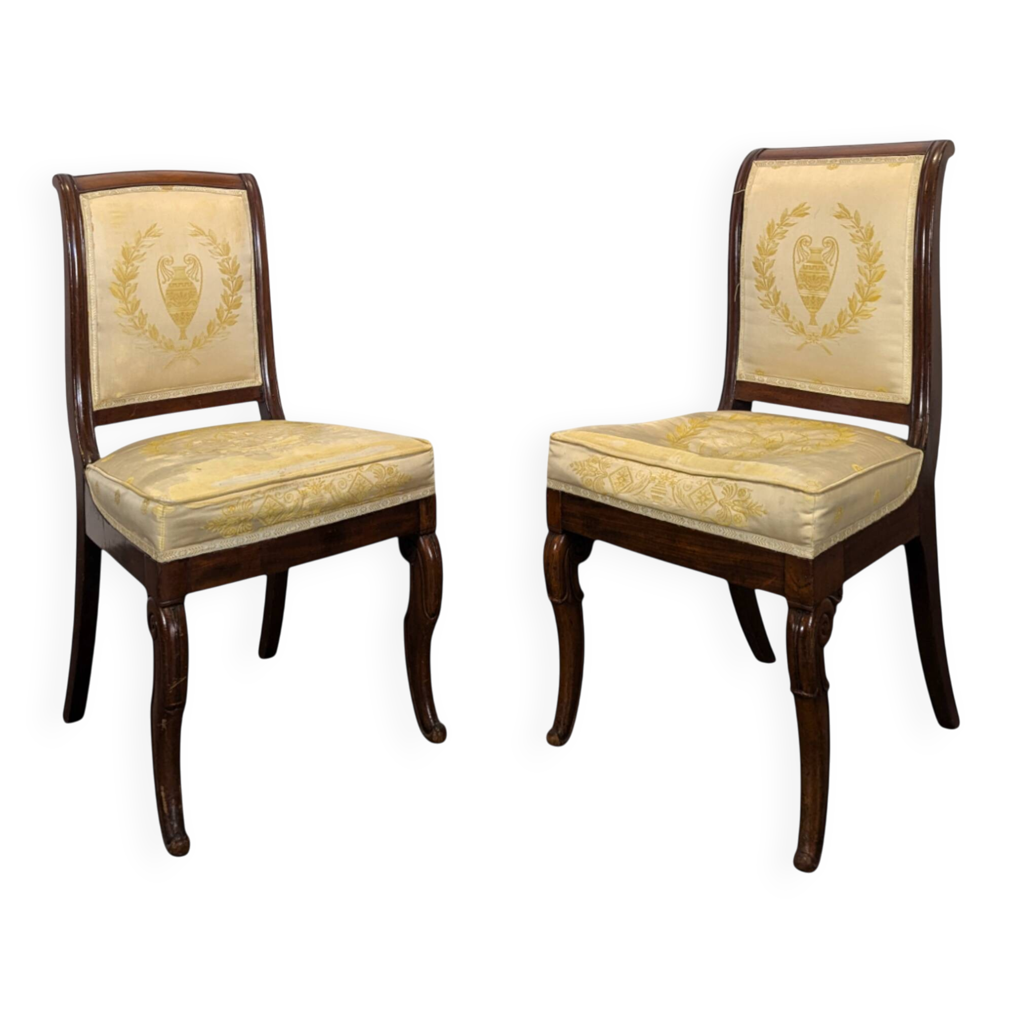 Pair of Restoration period chairs with hock legs