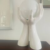 Lampe à main vintage en céramique blanche. France années 1970. Style Memphis