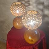 pair of solid wood big balls lamps 35x20 4kg very good condition