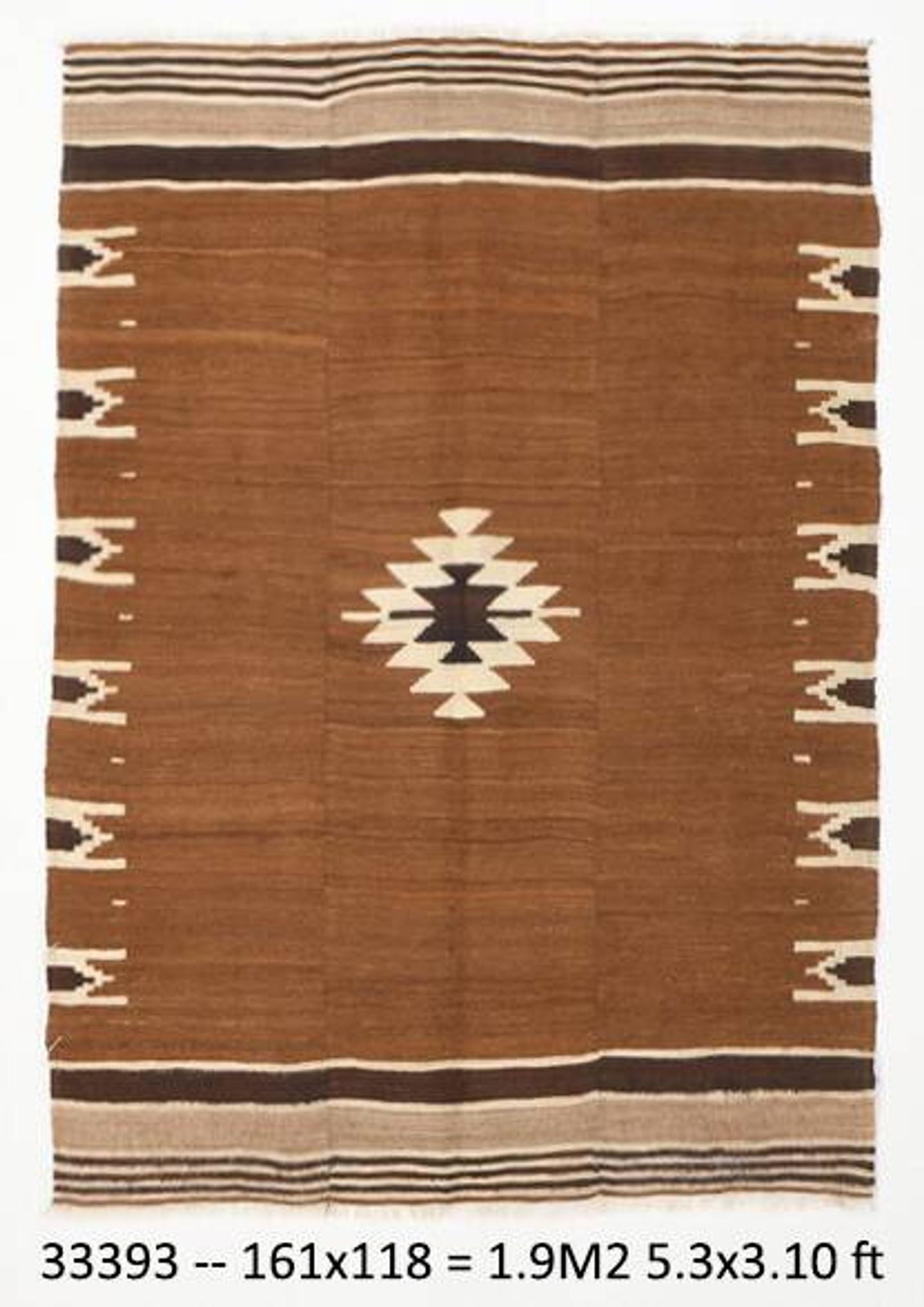 4x5 Vintage Oriental Brown Kilim Rug, 118x163Cm